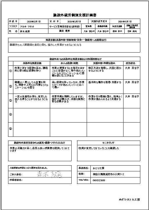 施設外支援計画